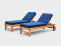 Bain de soleil - Bois-Tissu - 200x70x91 cm - Bois naturel-Bleu royal - Style classique réglable