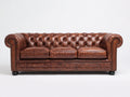 Canapé 3 places - Cuir - 224x95x77 cm - Brun vieilli - Style Chesterfield vintage