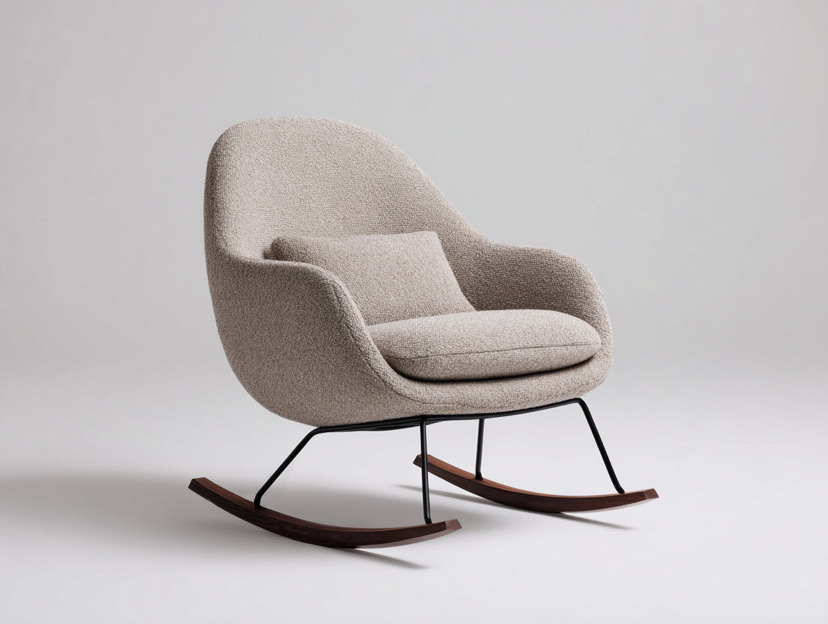 Fauteuil à bascule - Tissu texturé - 98x82x91 cm - Beige taupe - Style contemporain