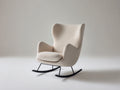 Fauteuil à bascule - tissu bouclé - 95x83x110 cm - écru - style contemporain