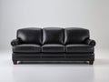 Canapé 3 places - Cuir - 211x91x84 cm - Noir - Style classique