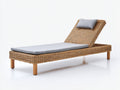 Bain de soleil - Rotin-Tissu - 205x73x94 cm - Miel-Gris perle - Style classique réglable