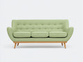 Canapé 3 places - Tissu-Bois - 215x90x86 cm - Vert clair-Bois naturel - Style rétro scandinave