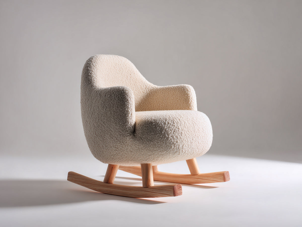 Fauteuil à bascule - tissu bouclé - 86x78x85 cm - crème - style nordique