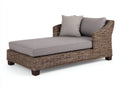 Bain de soleil - Rotin-Tissu - 188x94x88 cm - Brun grisé-Gris clair - Style naturel
