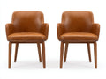 Chaise de salle à manger - Similicuir-Bois - 58x59x85 cm - Cognac-Bois brun - Style classique moderne