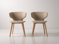 Chaise de salle à manger - Similicuir-Bois - 56x55x80 cm - Beige-Bois naturel - Style contemporain