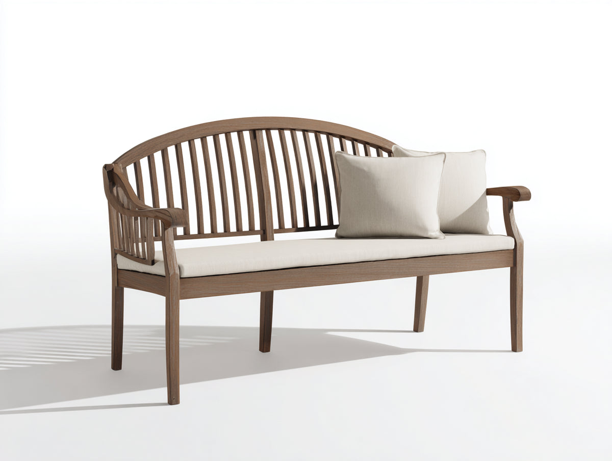 Banc de jardin - Bois-Tissu - 160x66x97 cm - Brun naturel-écru - Style classique