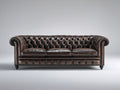 Canapé 3 places - Cuir - 229x96x76 cm - Brun foncé - Style Chesterfield