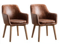 Chaise de salle à manger - Similicuir-Bois - 59x60x86 cm - Brun vieilli-Bois brun - Style vintage