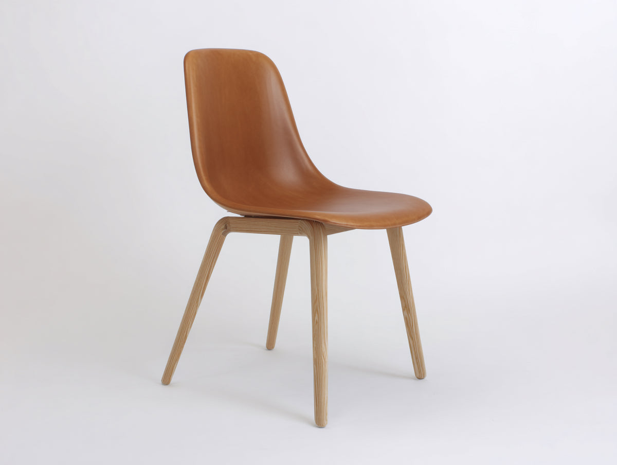 Chaise de salle à manger - Similicuir-Bois - 48x54x84 cm - Cognac-Bois naturel - Style scandinave