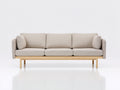Canapé 3 places - Tissu-Bois - 208x90x82 cm - Beige clair-Bois naturel - Style nordique