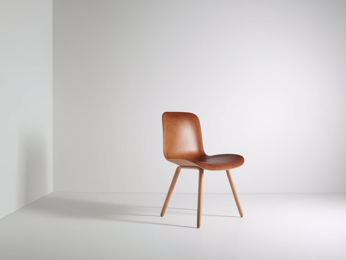 Chaise de salle à manger - Similicuir-Bois - 49x55x84 cm - Cognac-Bois naturel - Style scandinave