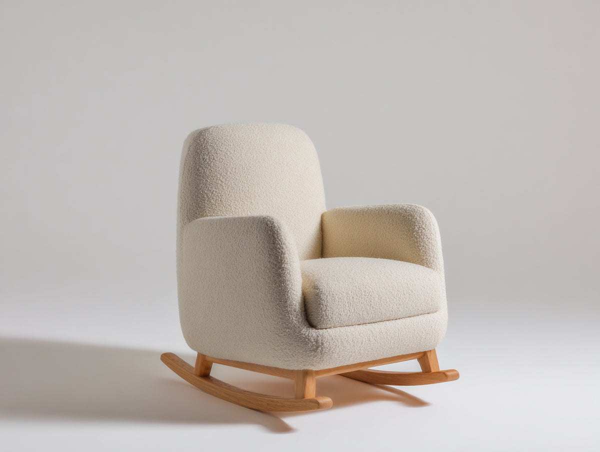 Fauteuil à bascule - Tissu bouclé - 86x78x96 cm - Beige crème - Style moderne
