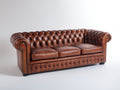 Canapé 3 places - Cuir - 226x98x77 cm - Brun - Style Chesterfield