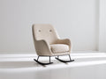 Fauteuil à bascule - tissu bouclé - 87x77x94 cm - crème - style rétro moderne