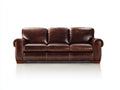 Canapé 3 places - Cuir - 216x94x86 cm - Brun acajou - Style traditionnel